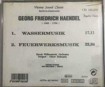 Haendel *Suite Wassermusik * ( İkinci El ) CD Müzik CD2535 - 2