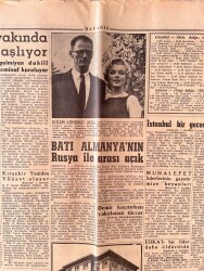 Havadis Gazetesi 4 Mart 1957 - Diana Dors Rekor Kırdı - Marilyn Monroe: Kocam Komünist Değil GZ149290 - 2