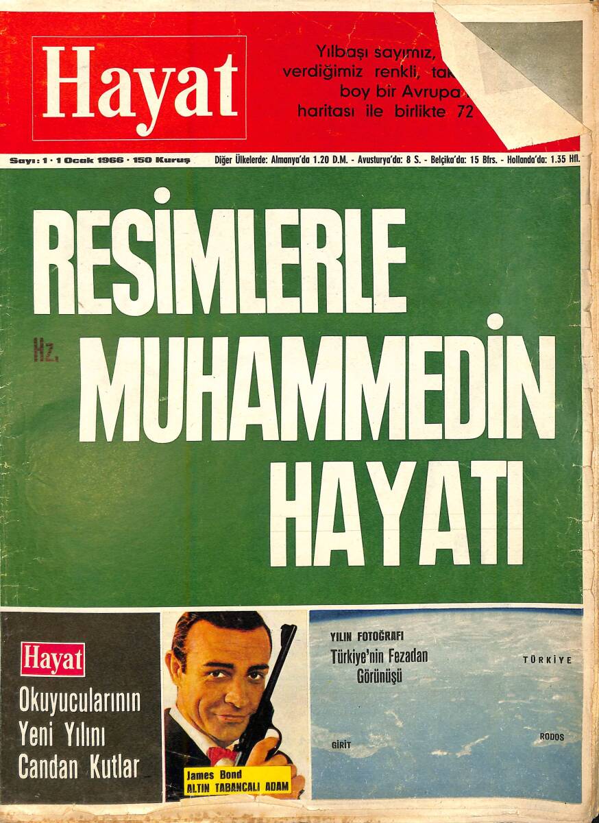 HAYAT DERGİSİ 1 Ocak 1966 Sayı:1 - Avrupa'da Yeni Bir Salgın:Kış Tatili - Resimlerle HZ. Muhammedin Hayatı NDR88656 - 1