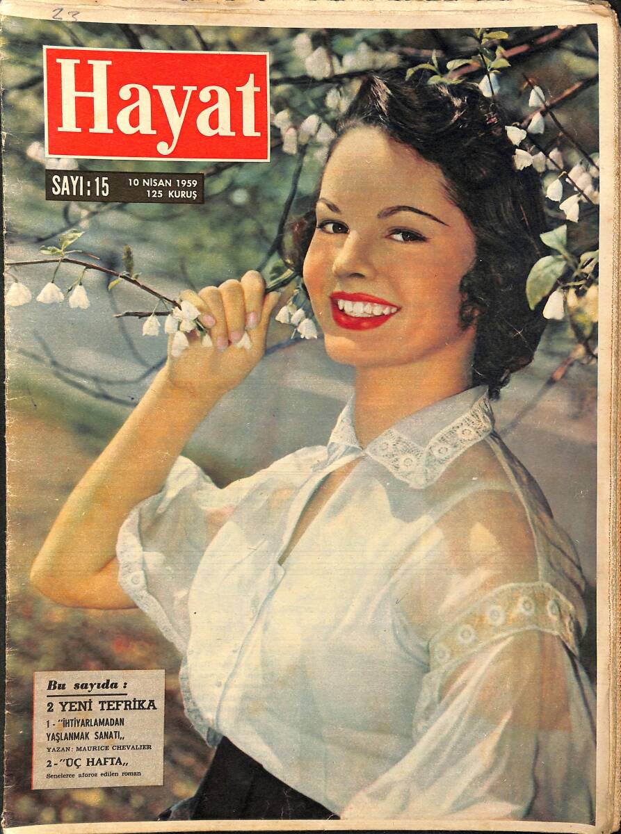 HAYAT Dergisi 10 Nisan 1959 Sayı: 15 - Kapak: Ezeli Genç Maurice Chevalier - NATO 10 Yaşında NDR89001 - 1