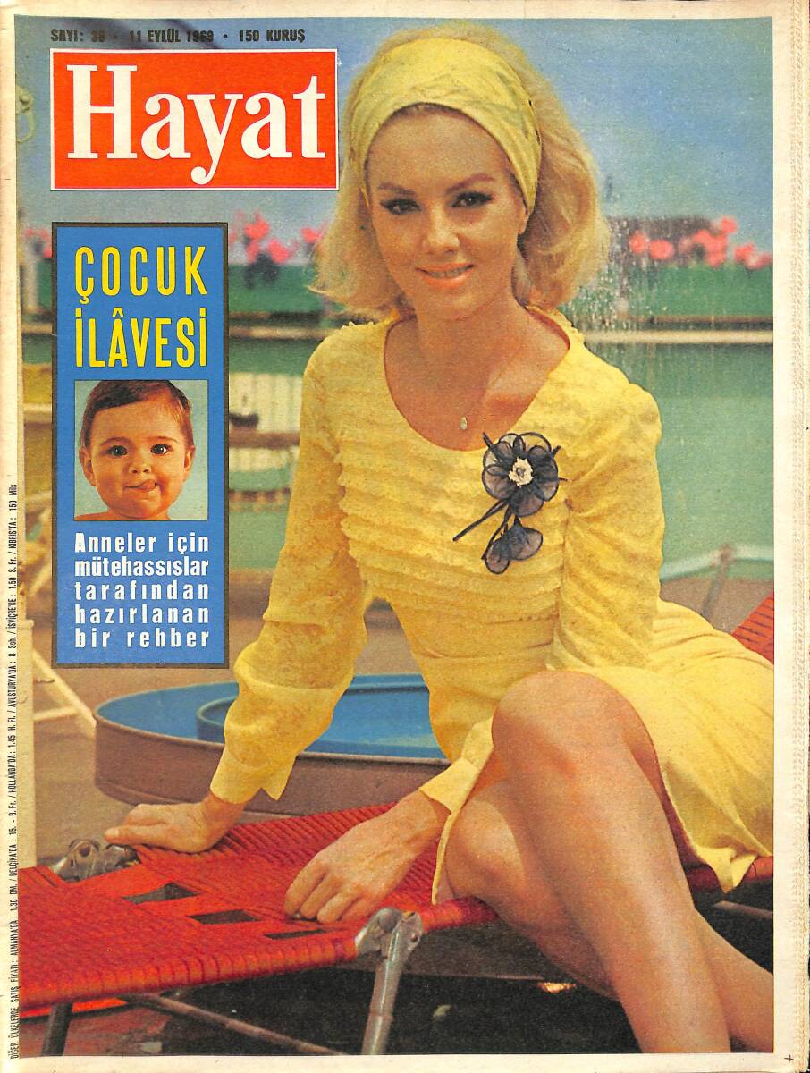 HAYAT DERGİSİ 11 Eylül 1969 Sayı:38 - Kapak: Mylene Demongeot - Güzel Sharon'un Katilini Falcı Bulacak - 19 Yaşında Romantik Bir Prenses NDR88641 - 1