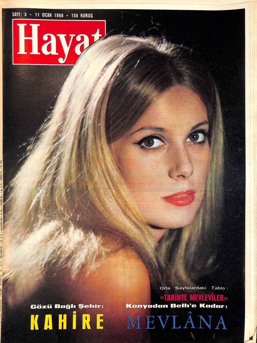 HAYAT Dergisi 11 Ocak 1968 Sayı : 3 - Kapak : Catherine Deneuve - Abdülhamit'in Altın Dolu Çantalarını Açıyoruz NDR88743 - 1