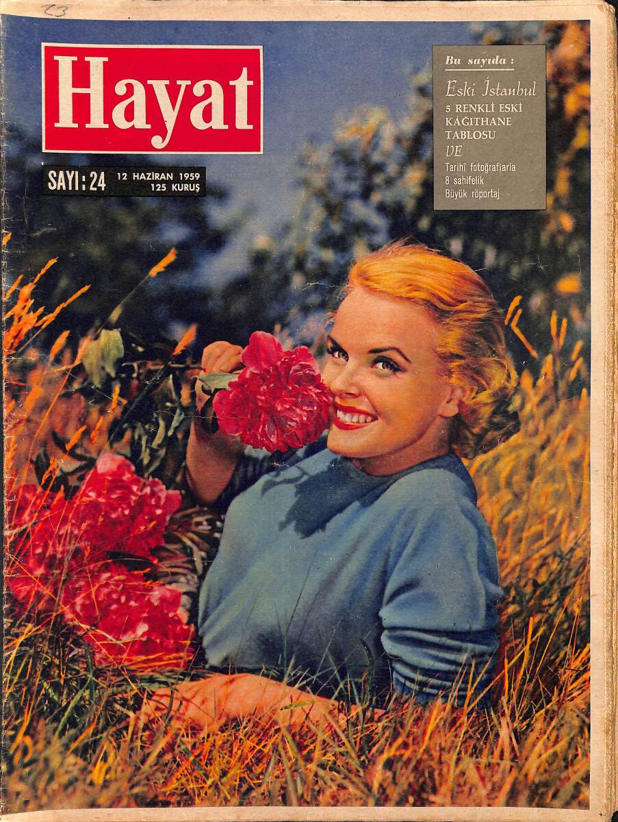 HAYAT DERGİSİ 12 Haziran 1959 Sayı: 24 - Kapak: Camera Clix - Dünün Sophia Loren'i - Eski Kağıthane Çizim Poster NDR88891 - 1