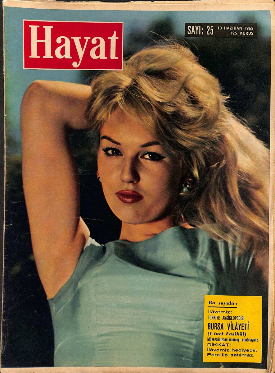 HAYAT Dergisi 13 Haziran 1963 Sayı: 36 - Kapak: Mylene Demongeot - Brigitte Bardot Fotoğrafçıların Elinden Kurtulamadı - Lütfi Abak Amerika'da NDR89264 - 1