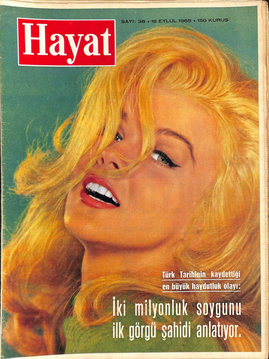 HAYAT DERGİSİ 16 Eylül 1965 Sayı: 38 - Kapak: Ann Margret - İstanbul'un Güzel 10 Kadını - Prenses İra - Albert Schweitzer NDR88912 - 1