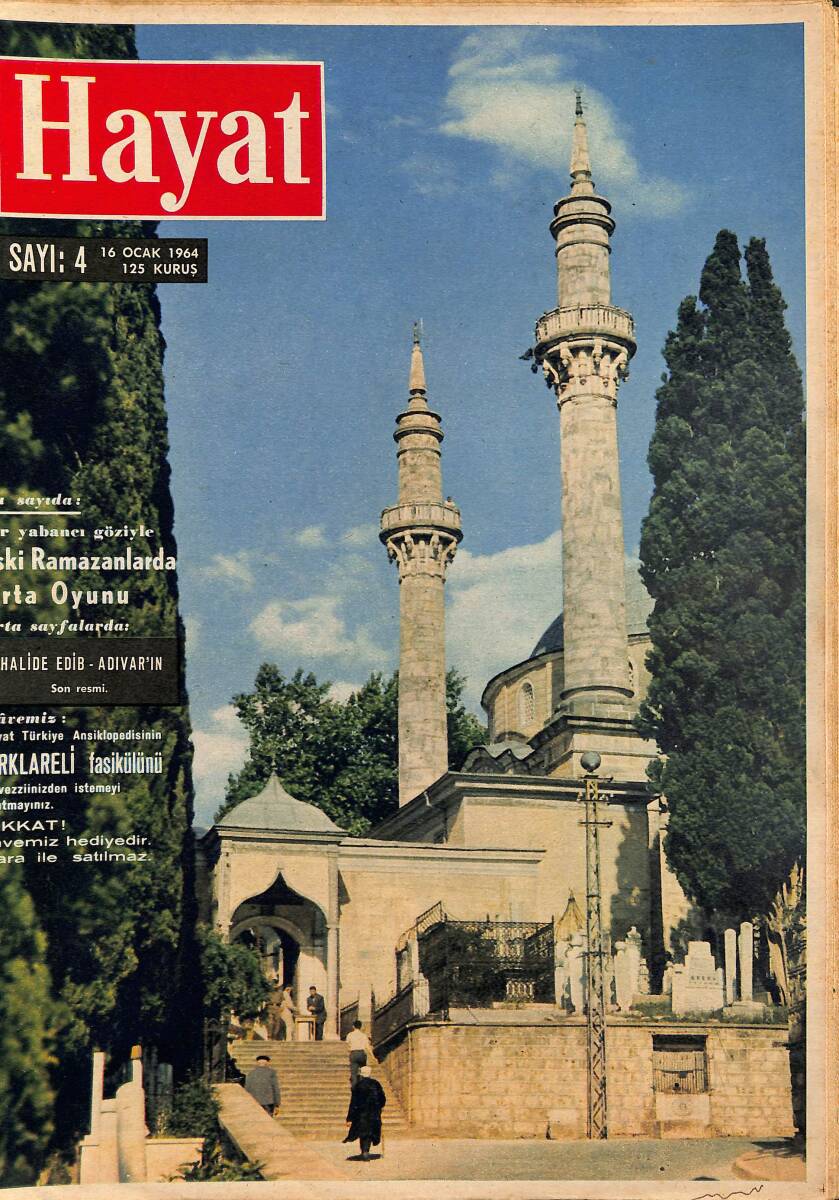 HAYAT DERGİSİ 16 Ocak 1964 Sayı: 4 - Kapak: Emirsultan Camii - Mandy Yılın Skandalını Açıkladı - Halide Edip Adıvar Poster NDR88919 - 1