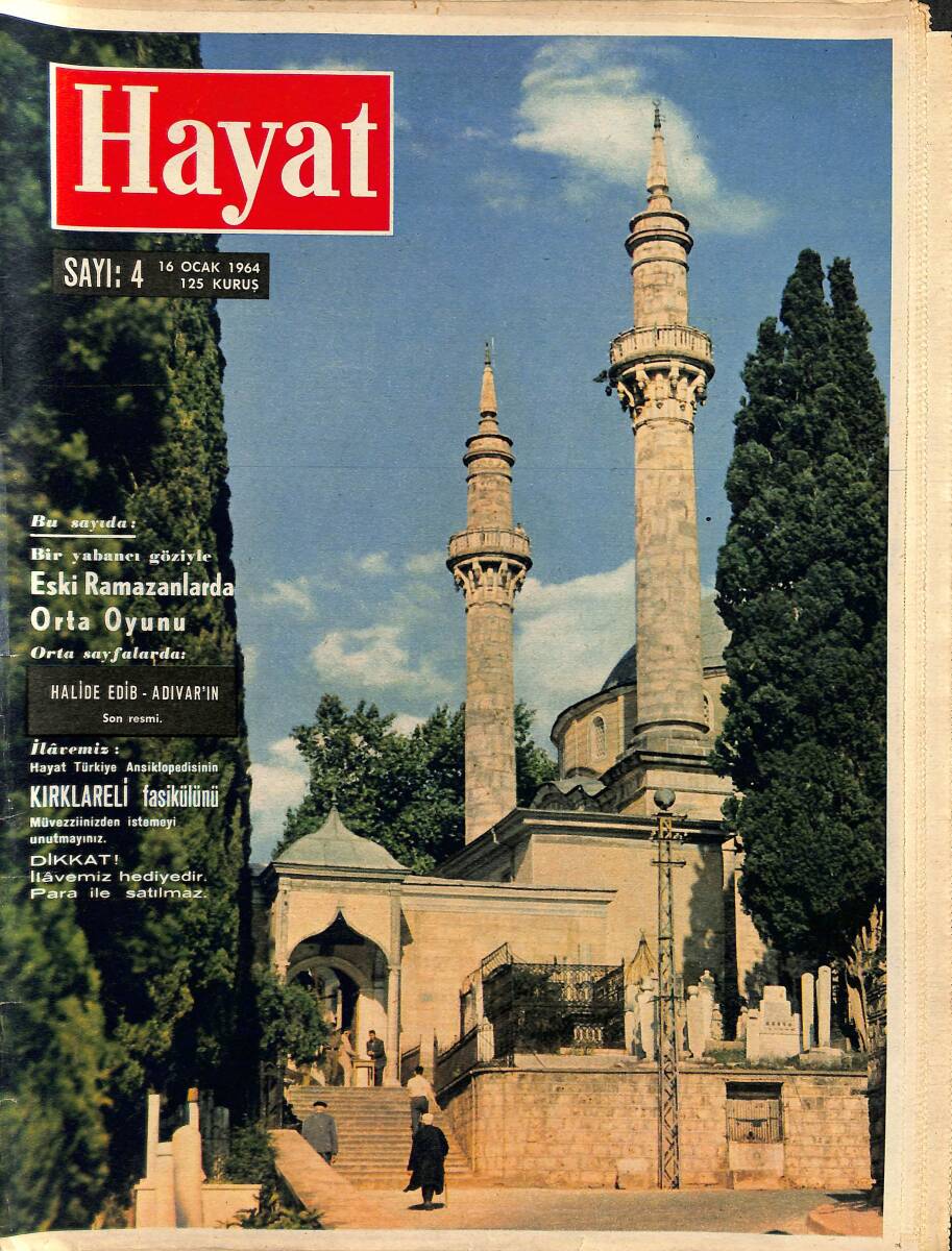 HAYAT DERGİSİ 16 Ocak 1964 Sayı: 4 - Kapak: Kırklareli, Halide Edip Adıvar'ın Son Fotoğrafı - Mandy Yılın Skandalını Açıkladı NDR88432 - 1