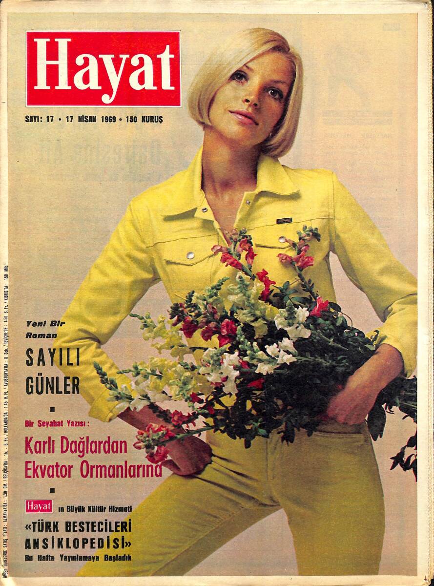 HAYAT DERGİSİ 17 Nisan 1969 Sayı: 17 - Kapak: Sue Wymore - Karlı Dağlardan Ekvator Ormanlarına - Türk Bestecileri Ansiklopedisi NDR88490 - 1