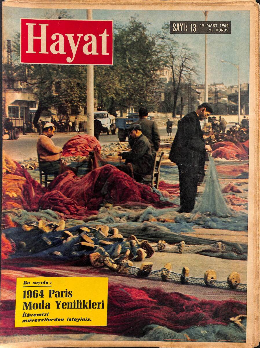 HAYAT DERGİSİ 19 Mart 1964 Sayı: 13 - Kapak: Balıkçılar - Striptizci Lady Chinchilla, İstanbul Gecelerine Renk Getirdi NDR88873 - 1