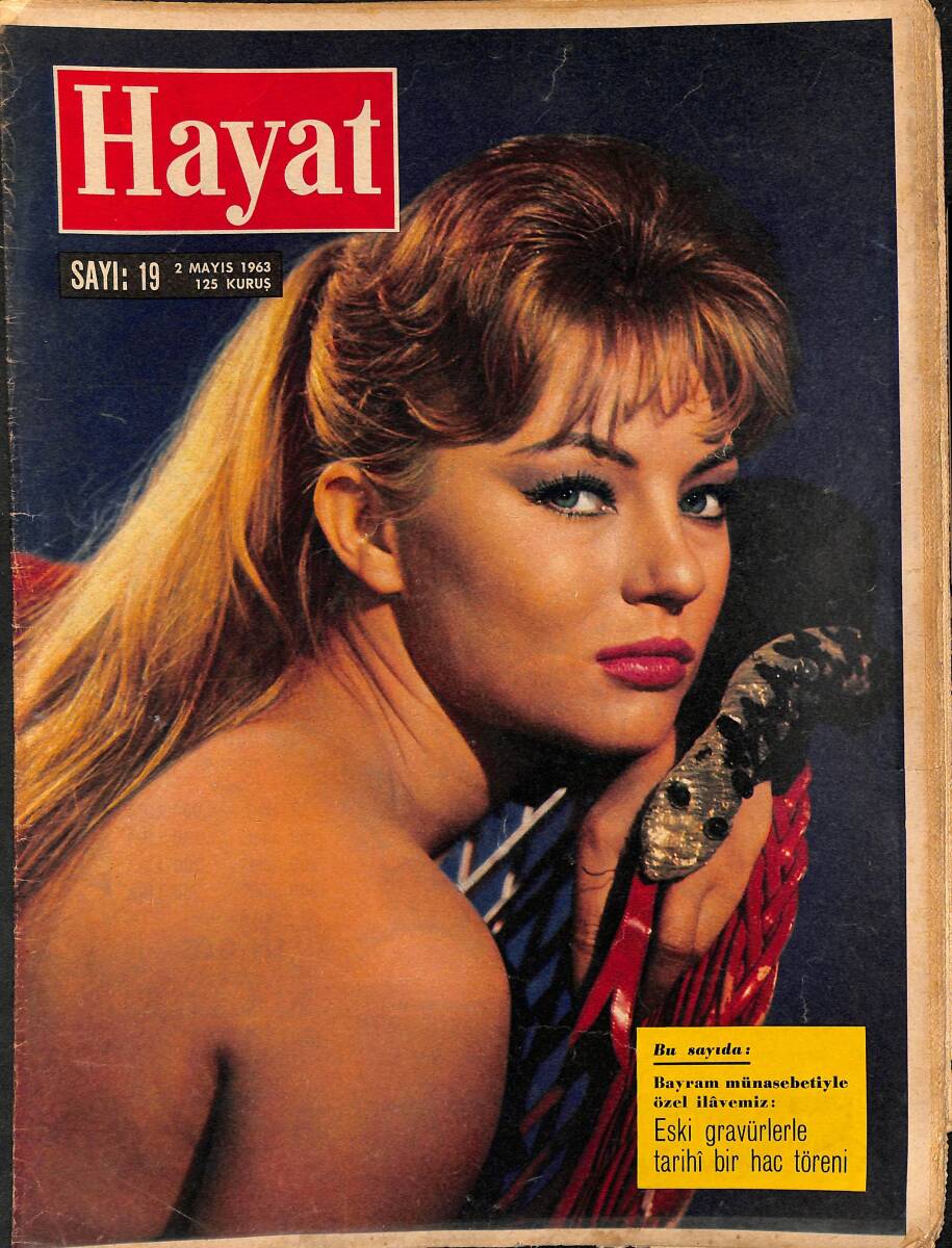 HAYAT Dergisi 2 Mayıs 1963 Sayı: 19 - Kapak: Karin Baal - Londra Hilton Açıldı - Kadınlara Yasak Olan Salon NDR89286 - 1