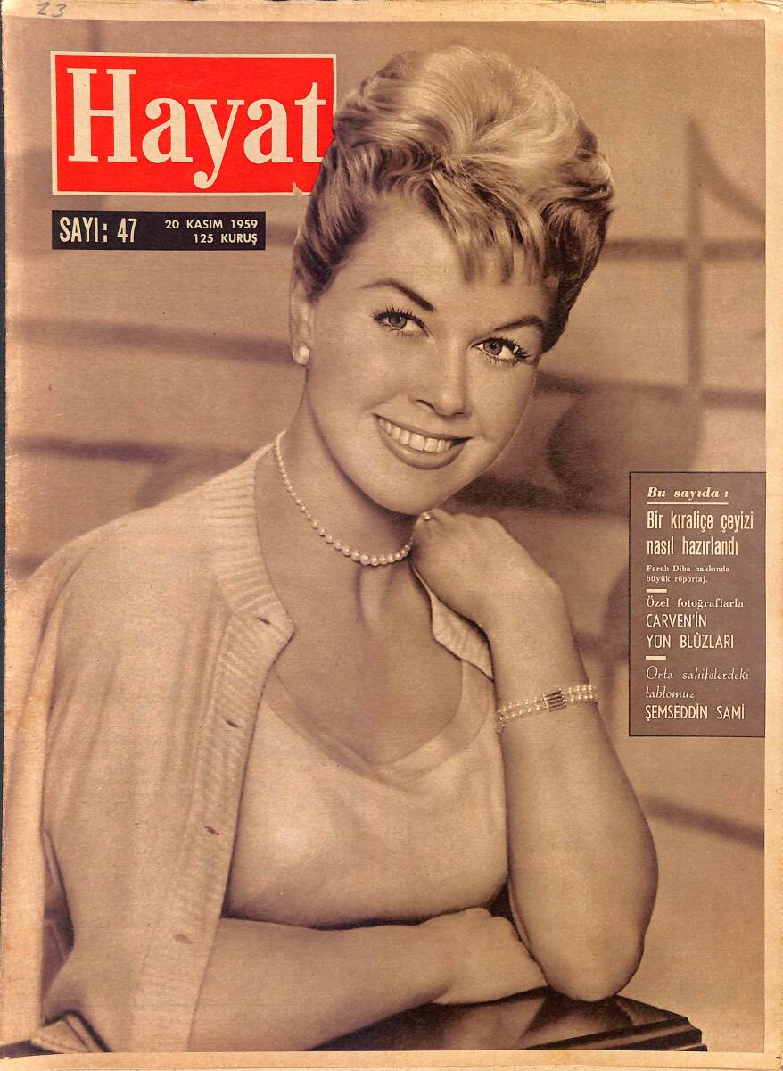 HAYAT DERGİSİ 20 Kasım 1959 Sayı: 47 - Kapak: Doris Day - Frank Sinatra, İngiliz Kraliçesine Takdim Ediliyor NDR89254 - 1