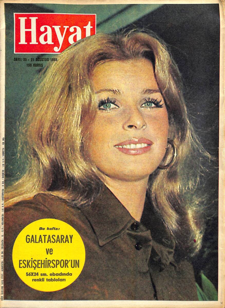 HAYAT DERGİSİ 21 Ağustos 1969 Sayı: 35 - Kapak: Senta Berger - Hayat Okuyucularına Kumaş Dağıtıyor - Prag'daki Bahar Sadece İki Mevsim Sürmüştü NDR88495 - 1