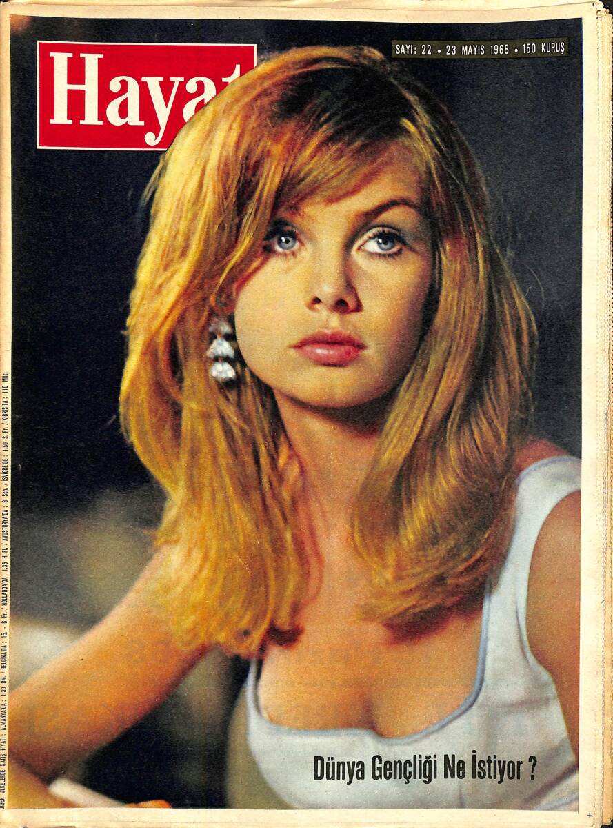 HAYAT Dergisi 23 Mayıs 1968 Sayı: 22 - Kapak: Jean Shrimpton - Gençlik Ne İstiyor - İyara'nın Ölüm Daveti NDR88585 - 1