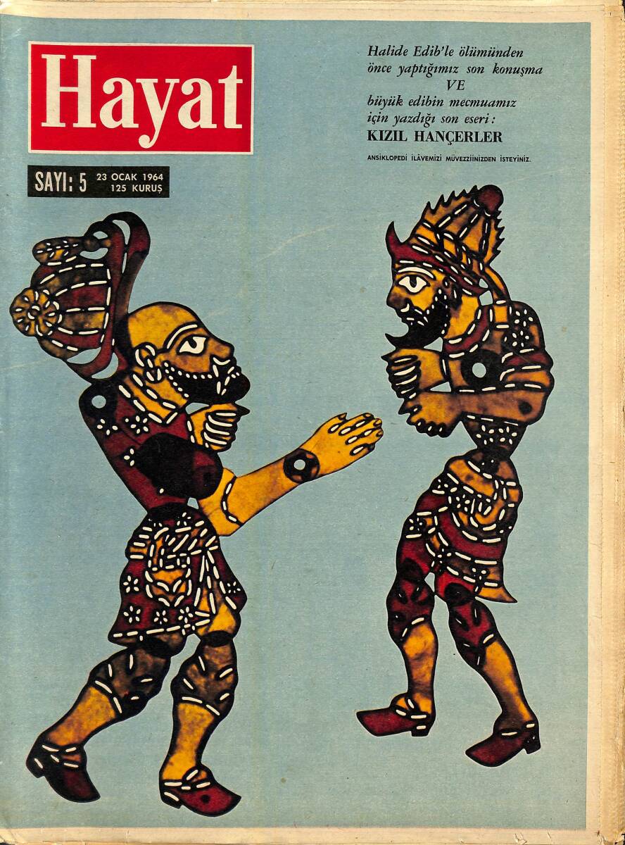 HAYAT DERGİSİ 23 Ocak 1964 Sayı: 5 - Kapak: Hacivat Ve Karagöz, Halide Edip'le Ölümünden Önce Son Konuşma Ve Son Eseri NDR88433 - 1