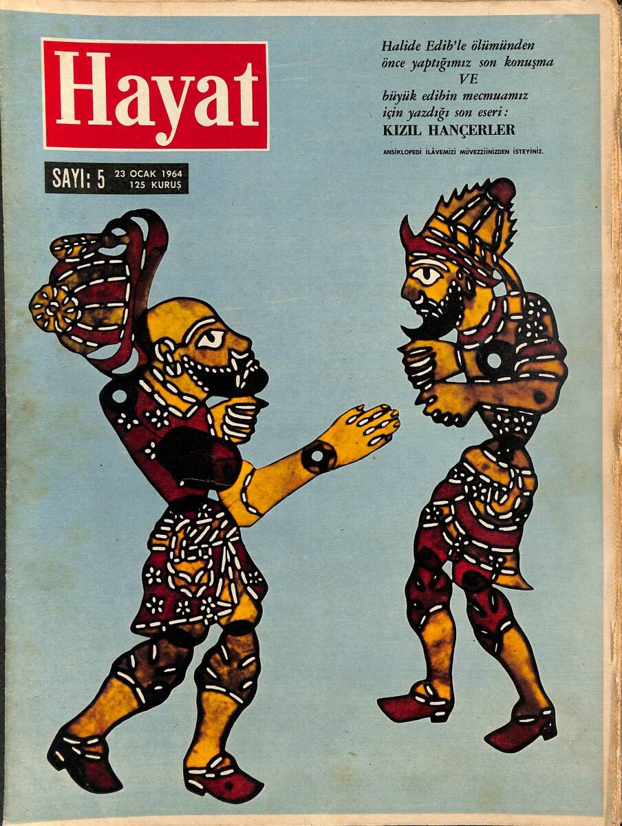 HAYAT DERGİSİ 23 Ocak 1964 Sayı: 5 - Kapak: Hacivat Ve Karagöz - Türk Heykeltıraşı Beyaz Saraya Kennedy'nin Heykelini Hediye Etti NDR88918 - 1