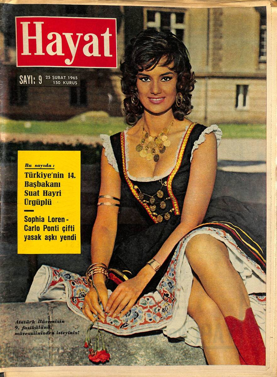 HAYAT DERGİSİ 25 Şubat 1965 Sayı: 9 Kapak: İna Duscha - Sophia Loren-Carlo Ponti Çifti Yasak Aşkı Yendi NDR88578 - 1