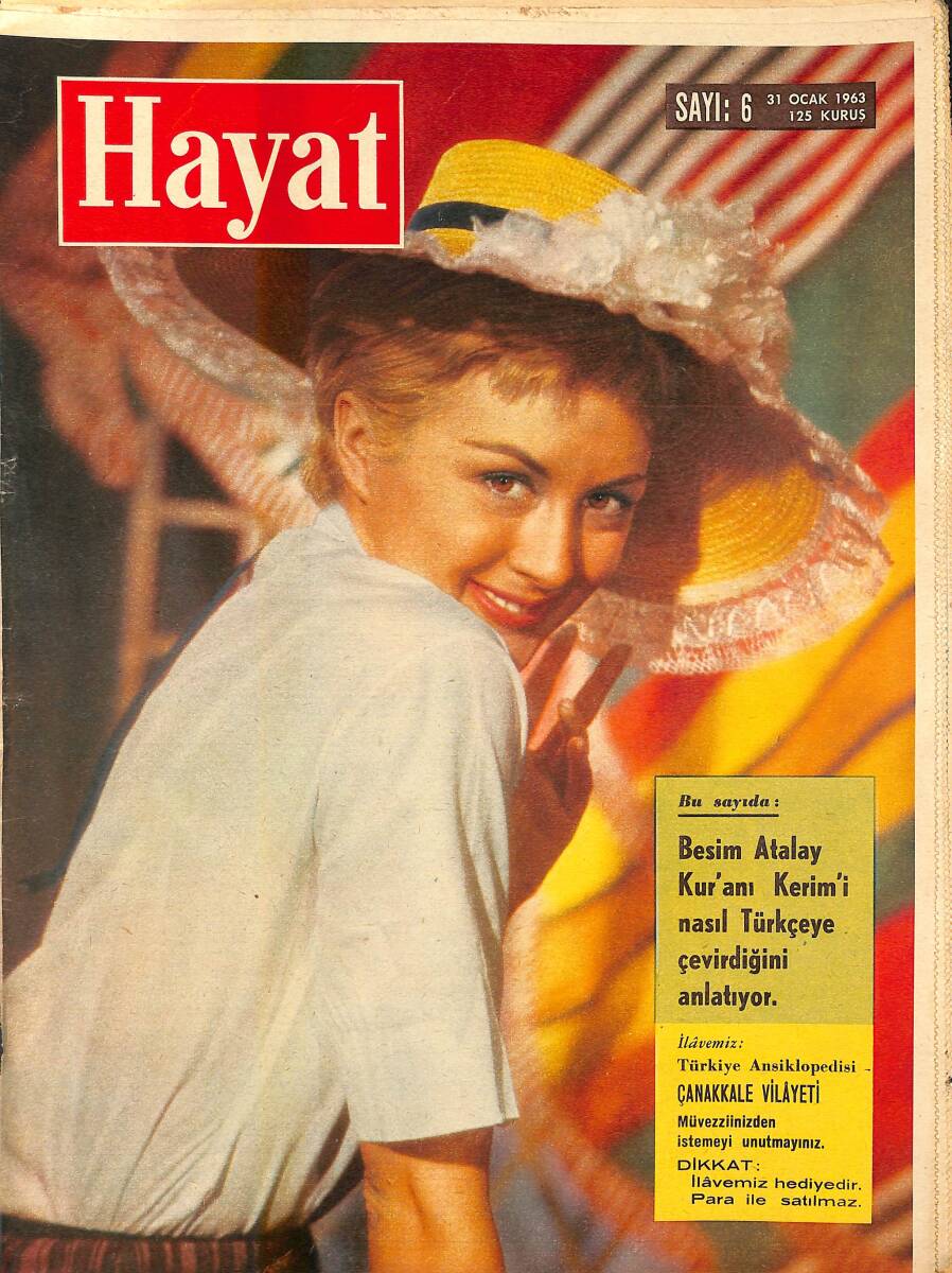 HAYAT DERGİSİ 31 Ocak 1963 Sayı : 6 - Kapak : Maria Mahor - Türk Pulculuğunda Yeni Bir Hamle - II.Abdülhamit Devrinde Harem Hayatı NDR88736 - 1