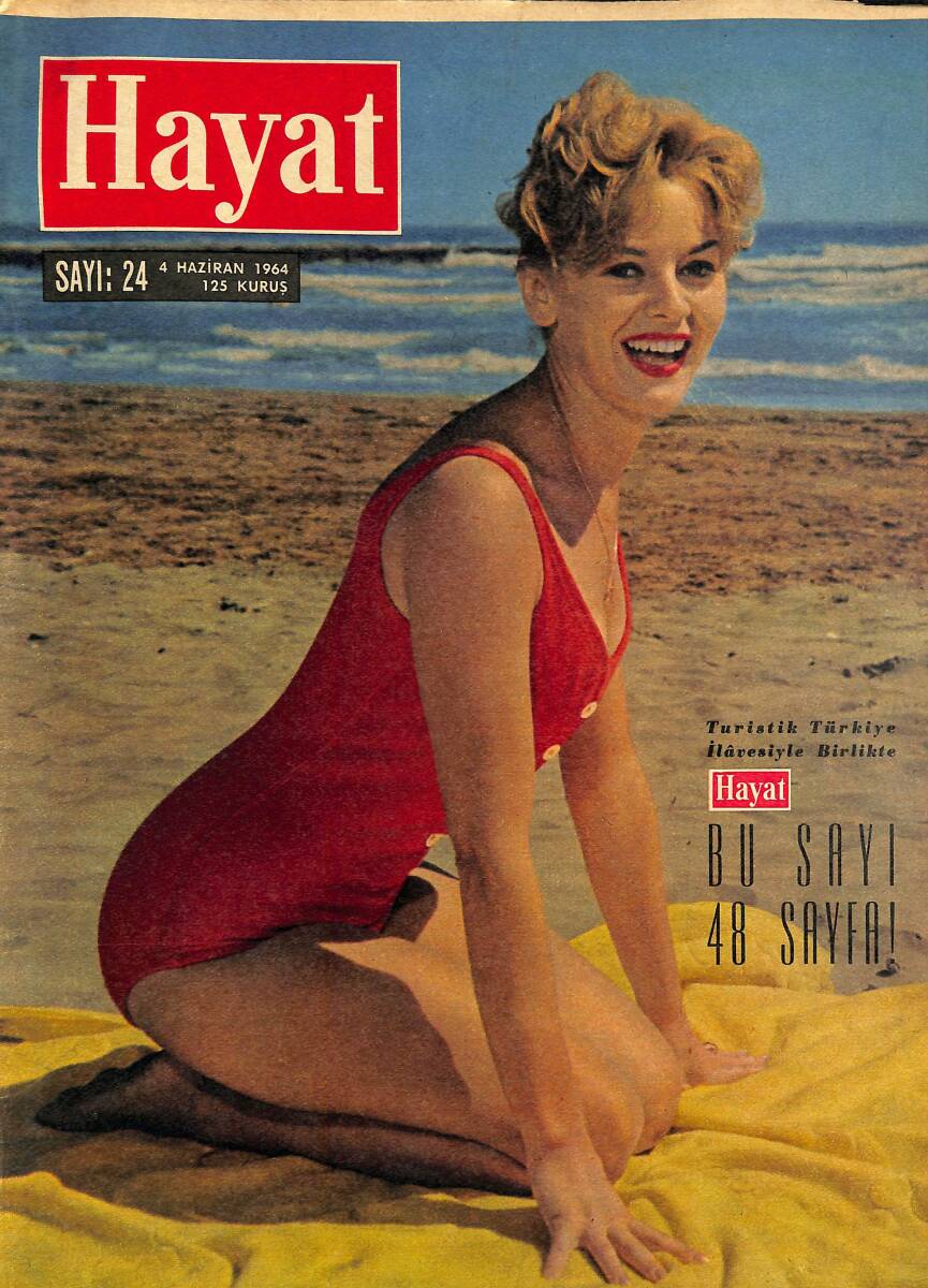 HAYAT Dergisi 4 Haziran 1964 Sayı: 24 - Kapak: Pia Padugne - Prenses İrene Ve Prens Carlos Hugo'nun Balayı Cenneti NDR88591 - 1