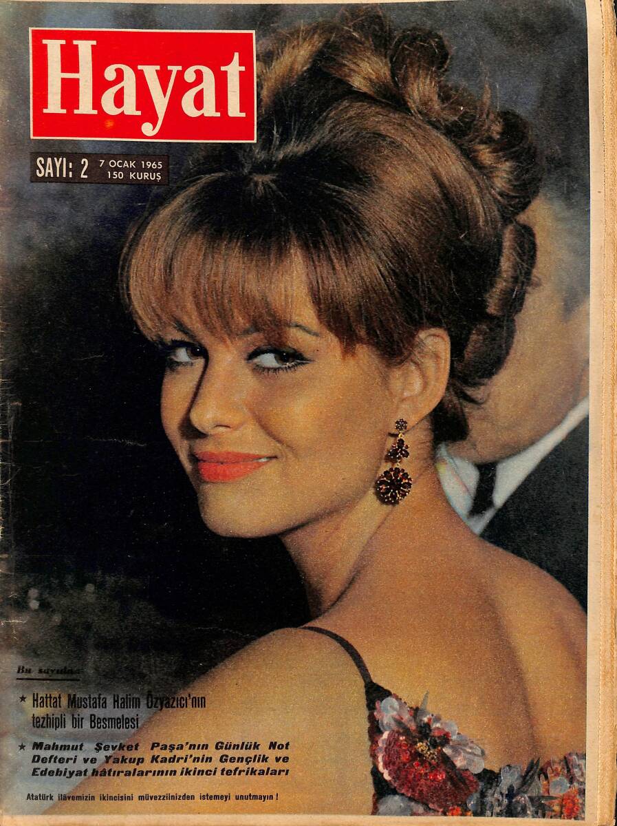 HAYAT DERGİSİ 7 Ocak 1965 Sayı: 2 - Kapak: Claudia Cardinale - James Bond'un Meşhur Ettikleri NDR89198 - 1