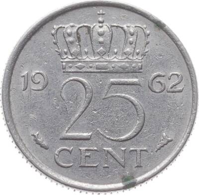 Hollanda 25 Cent 1962 ÇÇT YMP2388 - 1