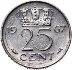 Hollanda 25 Cent 1967 ÇAÇİL *Juliana* YMP6190 - 1