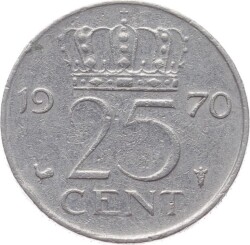 Hollanda 25 Cent 1970 ÇT YMP2386 - 1