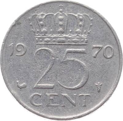 Hollanda 25 Cent 1970 ÇT YMP2386 - 1