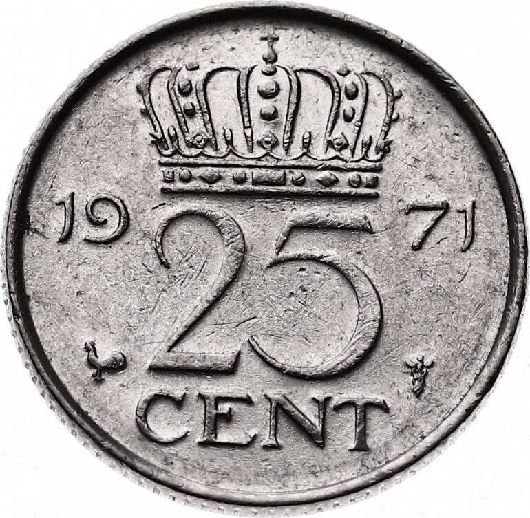 Hollanda 25 Cent 1971 ÇÇT+ *Juliana* YMP6184 - 1