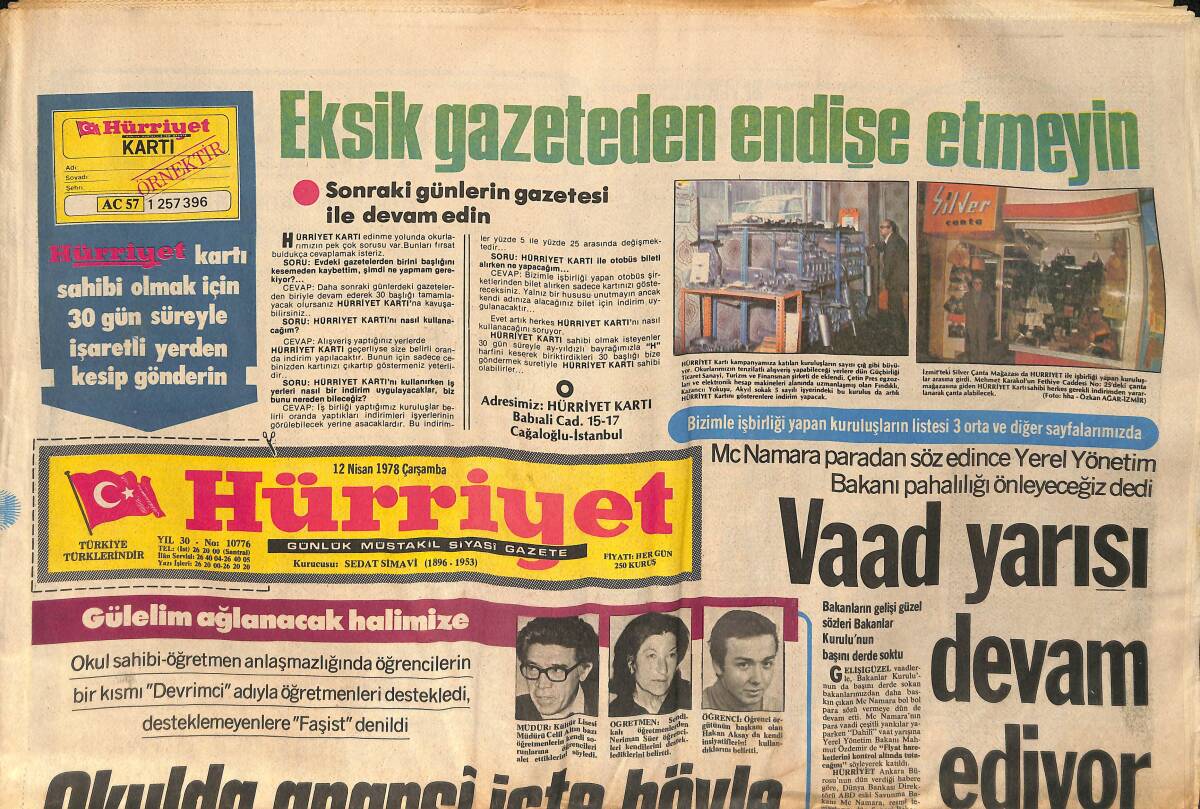 Hürriyet Gazetesi 12 Nisan 1978 - Vaad Yarışı Devam Ediyor - Sahte Peygamberle Melekleri Yargılandı GZ155845 - 1