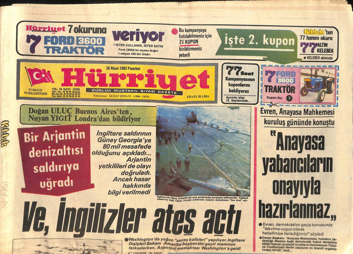 Hürriyet Gazetesi 26 Nisan 1982 - Neco : Politika Galip Geldi - Bakan Şide , Konsey'e Şikayet Edildi GZ155360 - 1