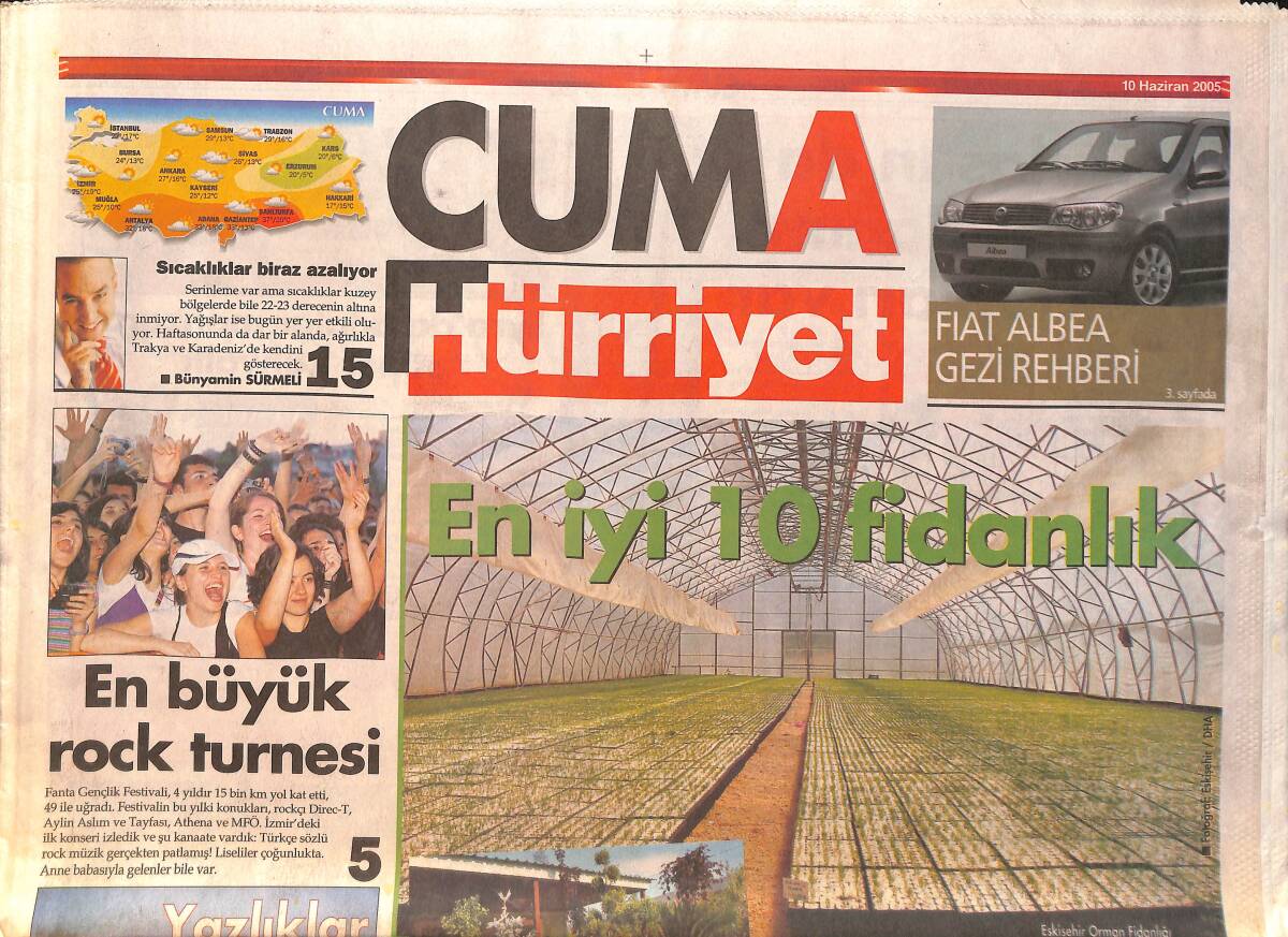 Hürriyet Gazetesi Cuma Eki 10 Haziran 2005 - En Büyük Rock Turnesi 