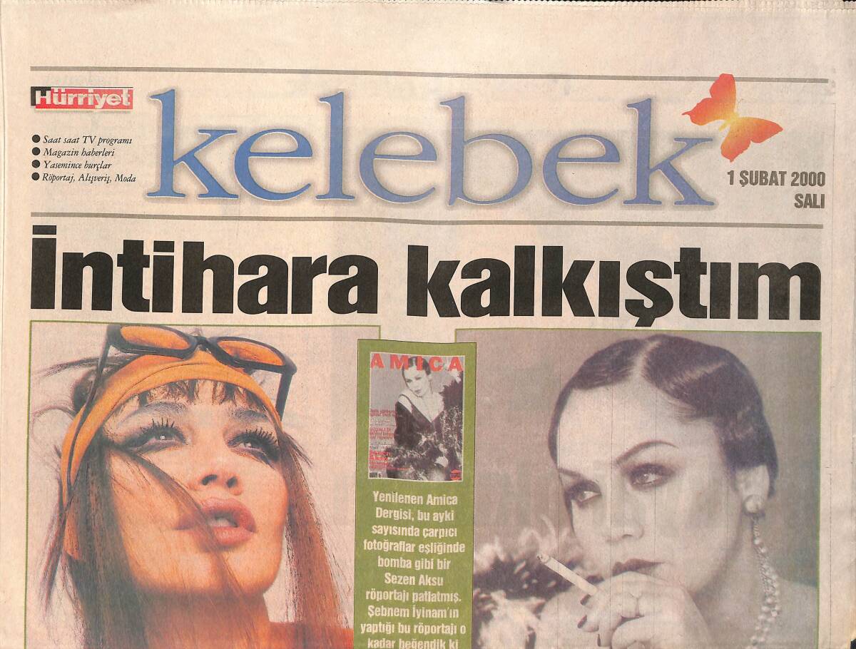 Hürriyet Gazetesi Kelebek Eki 1 Şubat 2000 - Sezen Aksu ' İntihara Kalkıştım ' GZ155780 - 1