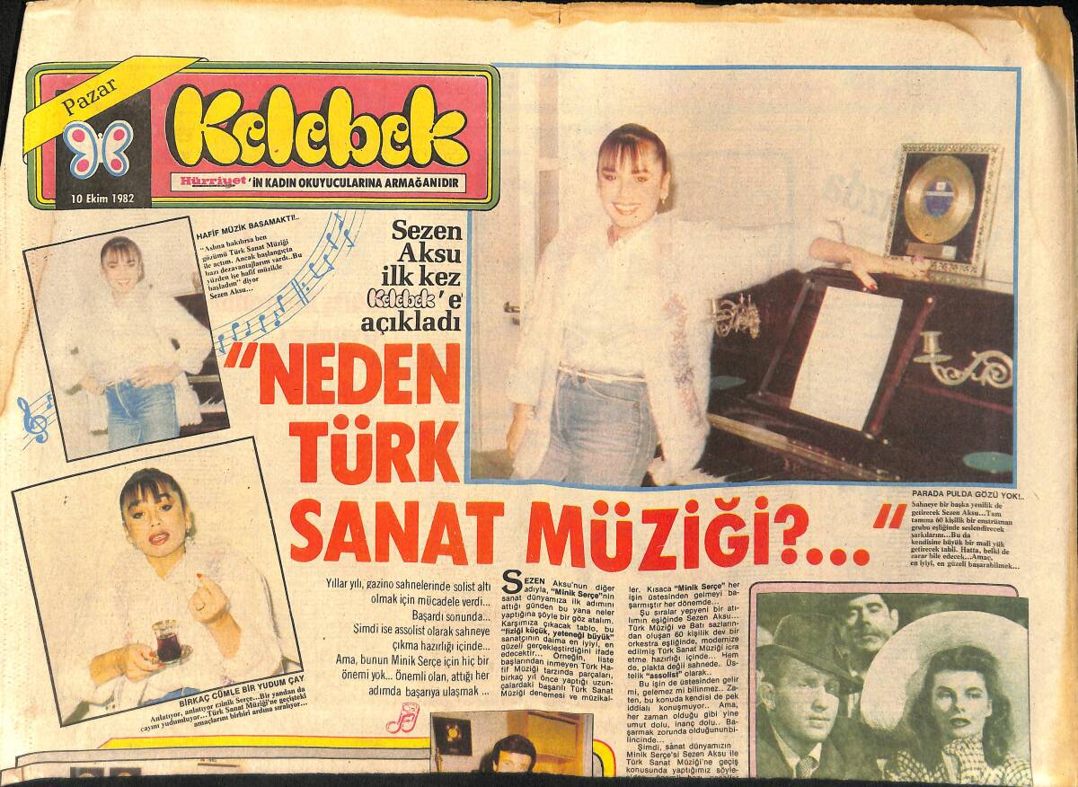 Hürriyet Gazetesi Kelebek Eki 10 Ekim 1982 - Sezen Aksu İlk Kez Kelebek'e Açıkladı GZ155781 - 1