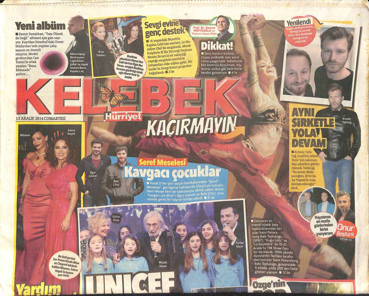 Hürriyet Gazetesi Kelebek Eki 13 Aralık 2014 - Mert Turak'ın Mucize Filminde Çıplak Koşması Gerekti Bütün Köy Boşaltıldı GZ155148 - 1