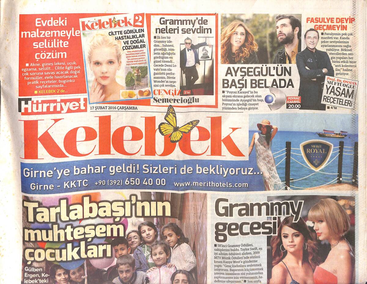 Hürriyet Gazetesi Kelebek Eki 17 Şubat 2016 - Tarlabaşı'nın Muhteşem Çocukları - Grammy Gecesi GZ154818 - 1