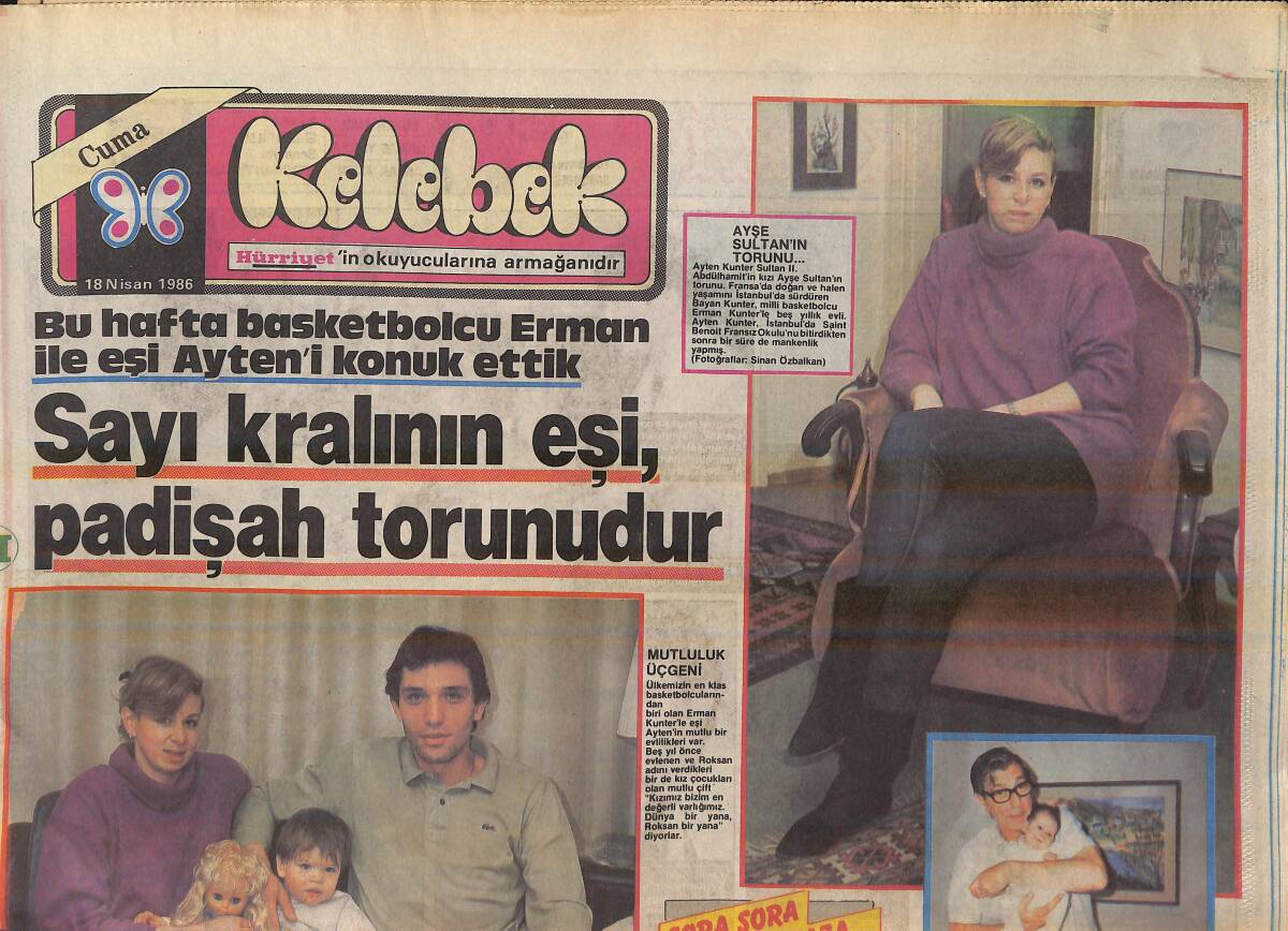 Hürriyet Gazetesi Kelebek Eki 18 Nisan 1986 - Basketbolcu Erman İle Eşi Ayten'i Konuk Ettik GZ156282 - 1