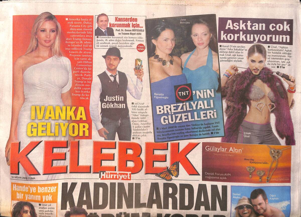 Hürriyet Gazetesi Kelebek Eki 18 Nisan 2008 - Irmak Ünal 