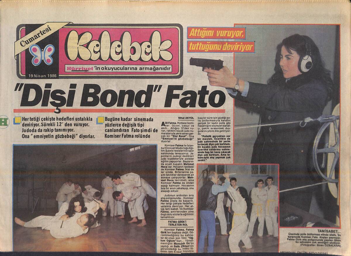 Hürriyet Gazetesi Kelebek Eki 19 Nisan 1986 - Dişi Bond Fatma Girik - Devekuşu Akşamcılar Fotoroman GZ156096 - 1