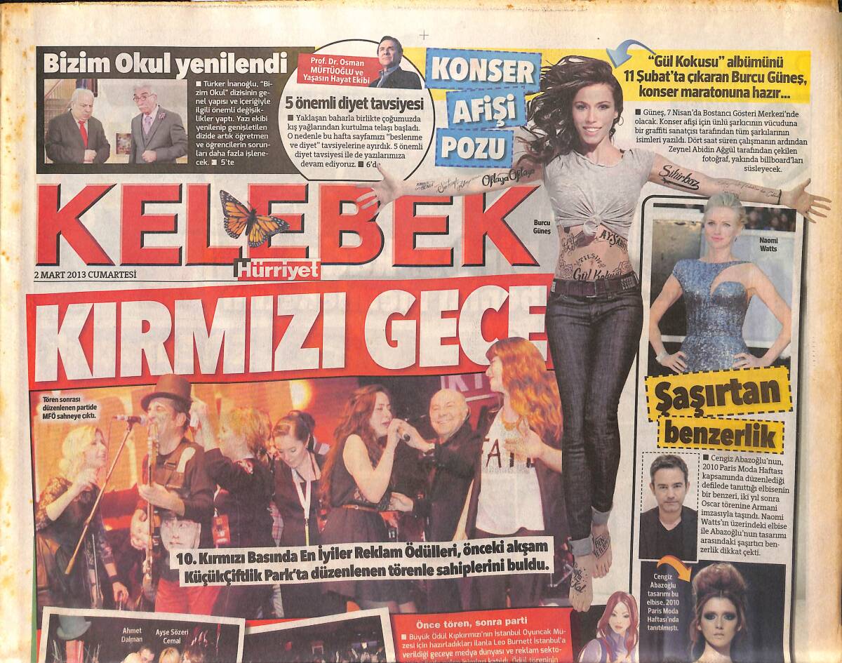 Hürriyet Gazetesi Kelebek Eki 2 Mart 2013 - Şebnem Dinçgör, Eski Eşi Mehmet Dereli'den Onun Hülya Avşar'la İlişkisine Her Şeyi İzzet Çapa'ya Anlattı GZ155047 - 1