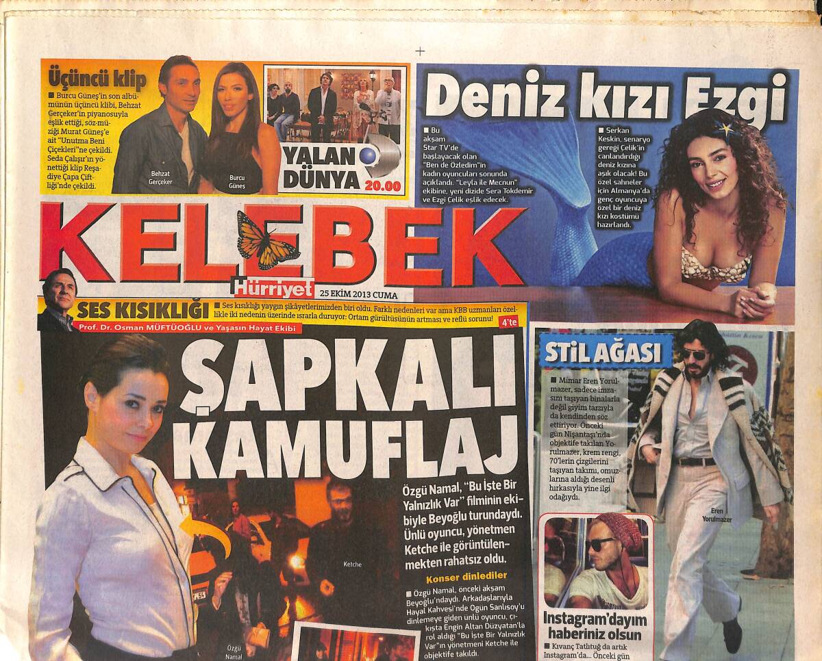 Hürriyet Gazetesi Kelebek Eki 25 Ekim 2013 - Kardeşler Bir Arada Nazan Şoray, Türkan Şoray, Figen Gezen GZ155040 - 1