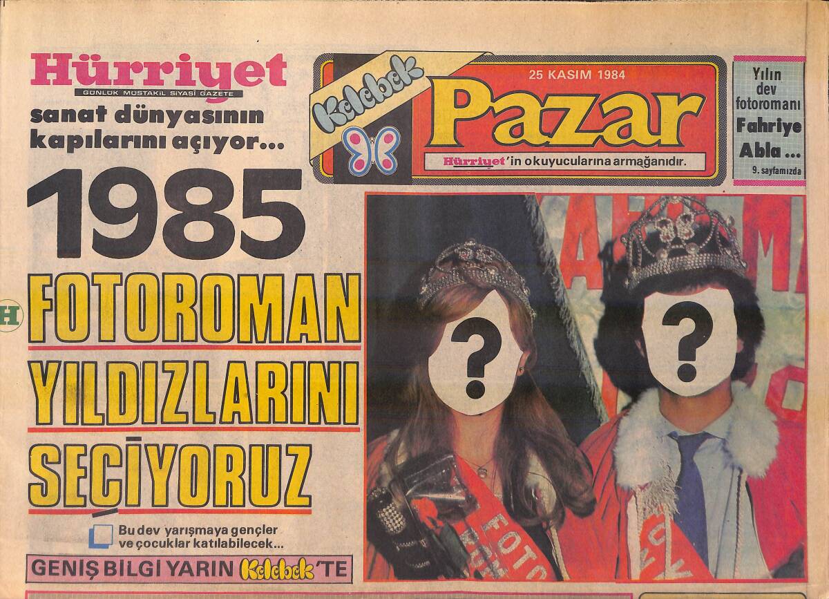 Hürriyet Gazetesi Kelebek Eki 25 Kasım 1984 - Melek Gürkan, 10 Parmağında 10 Marifet - Celalettin Çetin'in Röportajı: 90'lık Baba Niyazi GZ156242 - 1