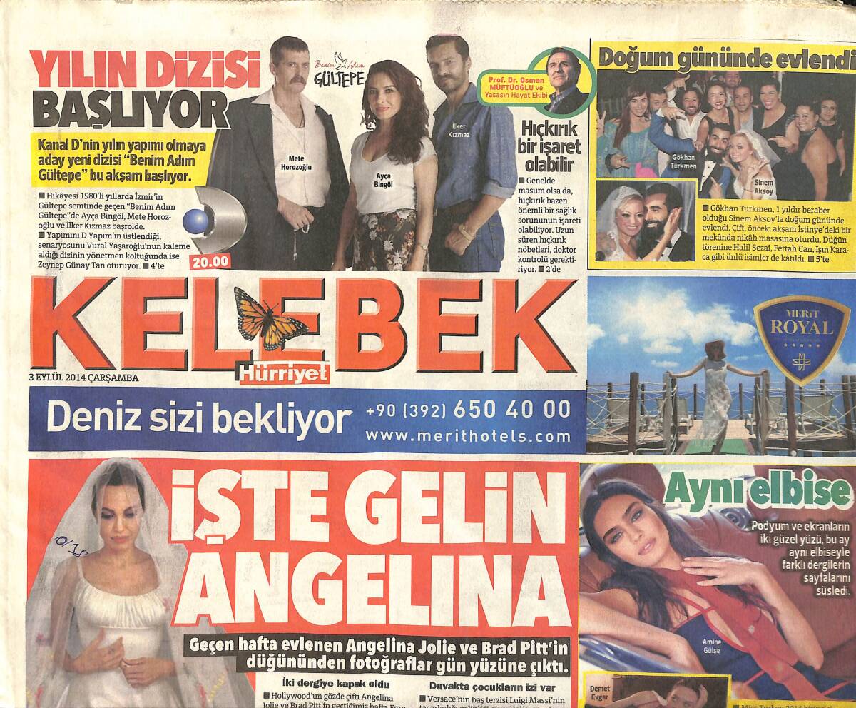 Hürriyet Gazetesi Kelebek Eki 3 Eylül 2014 - Geçen Hafta Evlenen Angelina Jolie Ve Brad Pitt'in Düğününden Fotoğraflar Gün Yüzüne Çıktı GZ154121 - 1