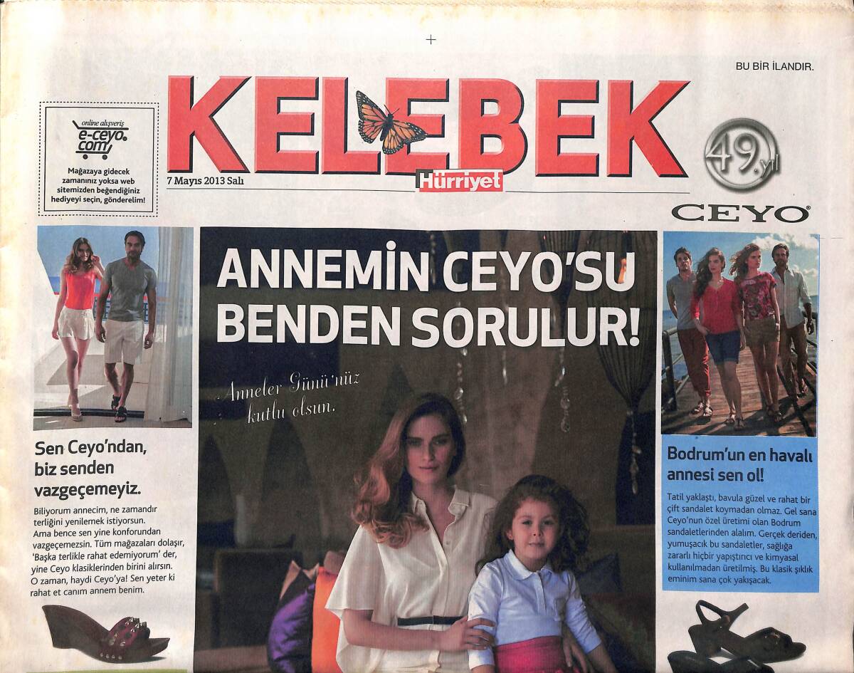 Hürriyet Gazetesi Kelebek Eki 7 Mayıs 2013 - Fantezi Kraliçesi Ebru Gündeş - Terim Coşkusu GZ153879 - 1