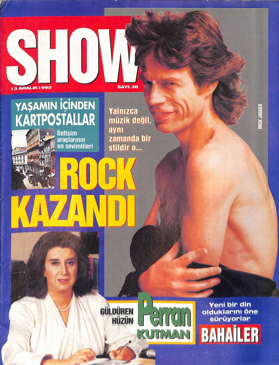 Hürriyet Gazetesi Show Dergisi 13 Aralık 1992 - Sayı:38 - Perran Kutman - Sherılyn Fenn - Nıck Jagger NDR88127 - 1