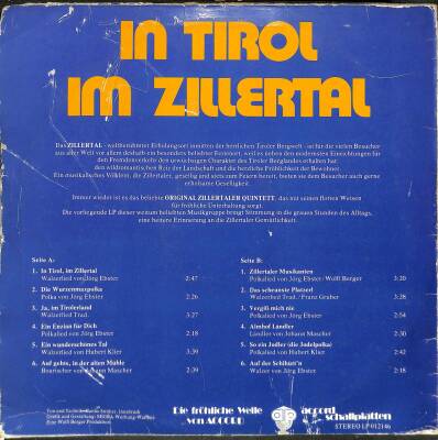 In Tirol Im Zillertal - Orig.Zillertaler Quintett LP (108.5) PLK17564 - 2