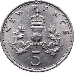 İngiltere 5 New Pence 1970 ÇÇT *Elizabeth II* YMP5547 - 1