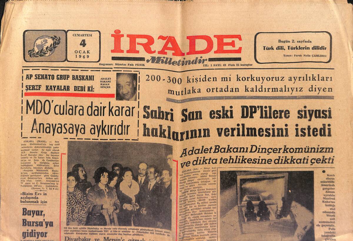 İrade Gazetesi 4 Ocak 1969 - Elvis Presley '' Kral Benim '' Diyor - Bayar Bursa'ya Gidiyor GZ149617 - 1