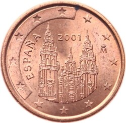 İspanya 1 Euro Cent 2001 ÇA *Santiago De Compostela Katedrali* YMP8545 - 2