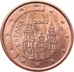 İspanya 1 Euro Cent 2002 ÇÇT+ *Santiago De Compostela Katedrali* YMP8546 - 2