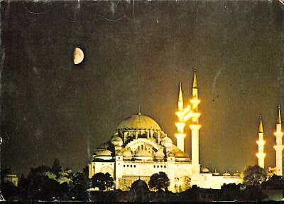 İstanbul Süleymaniye Caminin Gece Görünüşü Temalı Kartpostal KRT15846 - 1